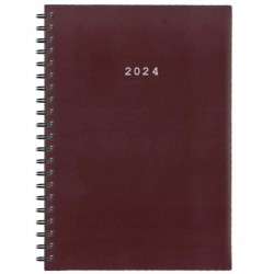 Ημερήσιο Ημερολόγιο 2024 Μεσαίο Σπιράλ 14x21 BASIC NEXT Μπορντώ